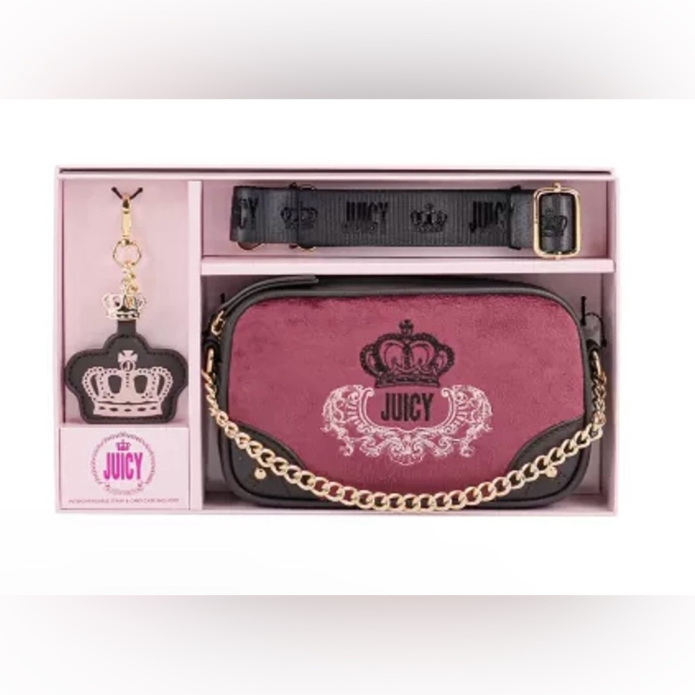 Juicy Couture Port wine velour crossbody bag set